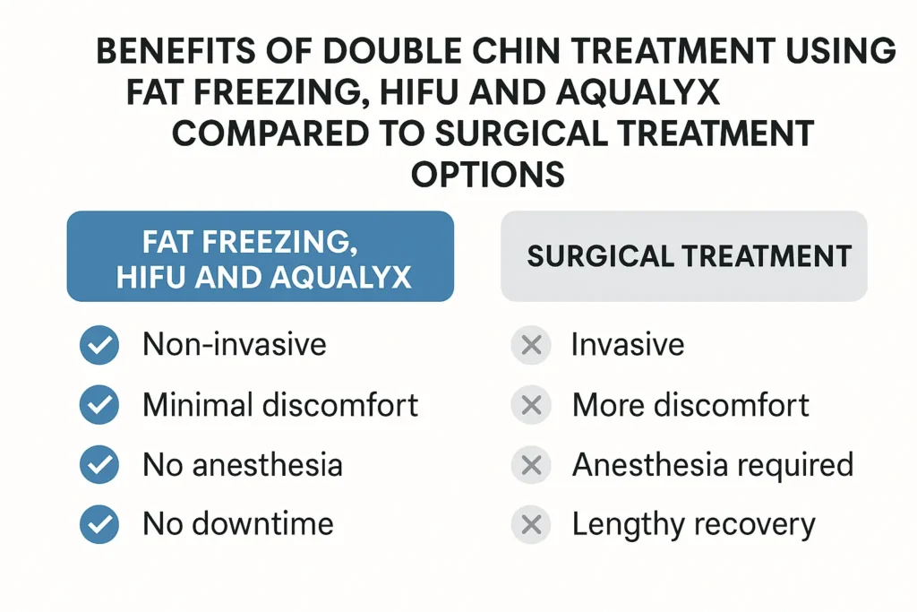 Graphic about the benefits of double chin treatment Uxbridge - from LA LIPO