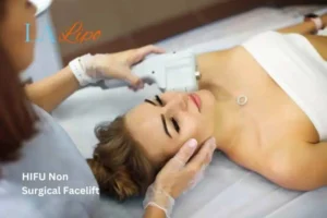 Woman having Hi-Fu to reduce wrinkles Uxbridge.