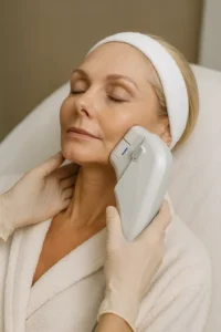 Woman receiving HIFU non surgical facelift treatment Uxbridge