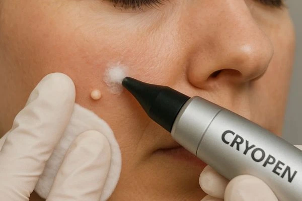 Woman receiving milia removal treatment Uxbridge