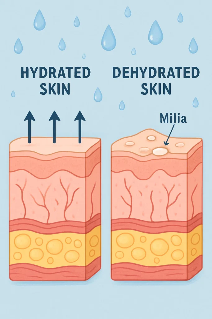 The importance of hydration and milia production Uxbridge