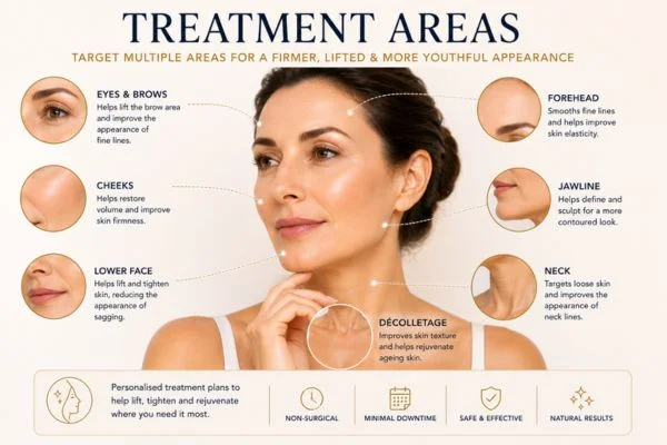 Areas of treatment for the ultimate lift tighten treatment Uxbridge